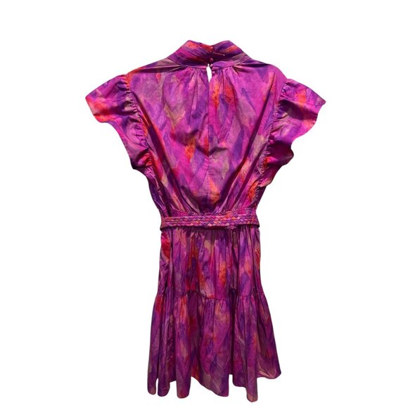 DEREK LAM IO CROSBY Fuchsia Finn Ruffle Wrap Dress 8 - Picture 4 of 8